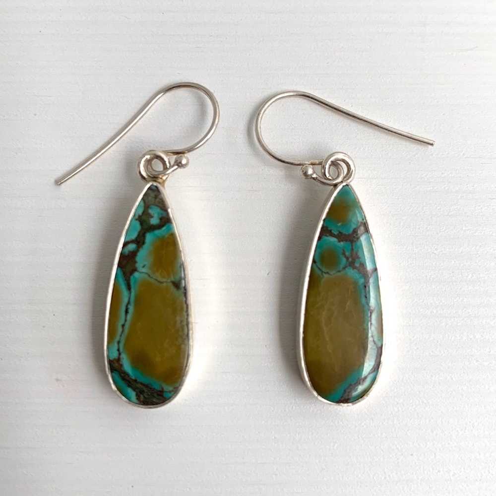 Turquoise earrings with silver border